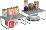 AIYAKA Kitchen Cabinet and Counter Shelf Organizer Expandable Stackable Shelves,Silver