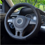 Steering Wheel Cover Microfiber Leather and Viscose, Breathable, Anti-Slip, Odorless, Warm in Winter and Cool in Summer, Universal 15 Inches(Black)