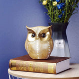 Owl Statue Decor Small Crafted Figurines for Home Decor Accents, Living Room Bedroom Office Decoration, Book Shelf TV Stand Decor - Animal Sculptures Collection BFF Gifts for Birds Lovers (Gold+white)