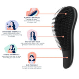 Naturals Glide Thru Detangling Brush for Adults & Kids Hair - Detangler Hairbrush for Natural, Curly, Straight, Wet or Dry Hair (BLACK)