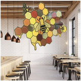 Happy Bumble Bee Signs, Bee Day Party Porch Indoor Outdoor Wall Hanging Decorations,Bee Day Banner with Gold Bee Honey,Garden Accents Yard Fence 3D Iron Art Sculpture Ornaments (A 10.2x5.9inch)