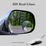 2 pcs Blind Spot Mirrors, 2" Round Ultra-thin Frameless HD Glass Convex Side Rear View Mirror with Wide Angle Adjustable Stick for Cars SUV and Trucks, Pack of 2