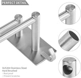 JS Double Towel Bar with Hooks,Self Adhesive Round Towel Rails,Classic Wall Mounted SUS304 Stainless Steel Bathroom Towel Holder,23 inches Towel Racks for Kitchen Bathrooms