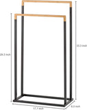 MyGift Freestanding 2-Tier Black Metal and Bamboo Towel Bar Rack