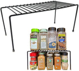 Evelots Kitchen Cabinet/Counter Shelf-Organizer-Double Space-Black Metal-Set/6