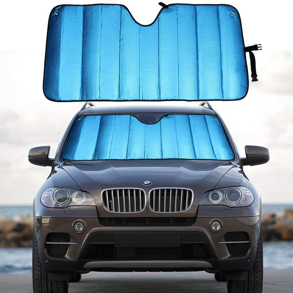 MCBUTY Windshield Sun Shade for Car Blue Thicken 5-Layer UV Reflector Auto Front Window Sunshade Visor Shield Cover and Keep Your Vehicle Cool(57