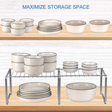 Toplife 2 in 1 Expandable Cabinet Shelf, Stainless Steel Kitchen Organizer Rack for Cabinet, Countertop, Pantry - Rustproof, Silver