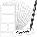 132 Pieces Removable Food Labels Stickers Waterproof Kitchen Labels for POP Food Storage, Home Organization with Marker Pen, 3 Sizes (Silver)