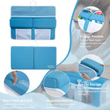 Bath Kneeler with Elbow Rest Set, 1.5'' Thick Quickly Dry Kneeling Pad and Elbow Support for Knee & Arm Support Large Bathtub Kneeling Mat with Toy Organizer for Happy Baby Bathing Time (Blue)