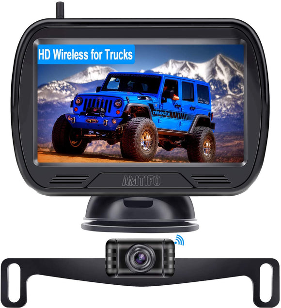 AMTIFO W3 HD Digital Wireless Backup Camera with Monitor Kit,Hitch Rear View Camera for Trucks,Cars,SUVS,Campers,DIY Guide Lines,Flip Image