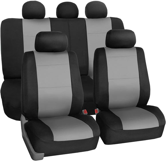 FH Group FB083GRAY115 Full Set Seat Cover (Neoprene Waterproof Airbag Compatible and Split Bench Gray)