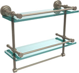 Allied Brass DT-2TB/16-GAL-BKM Dottingham 16 Inch Gallery Double Towel Bar Glass Shelf, Matte Black