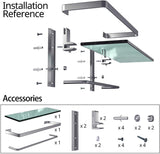 GeekDigg Bathroom Shelf, Tempered Glass Floating Shelves Wall Mounted Storage Shelves with Towel Bar (1 Tier) - Not Brushed Nickel
