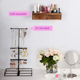 Keebofly Jewelry Organizer Metal & Wood Basic Storage Box - 3 Tier Jewelry Stand for Necklaces Bracelet Earrings Ring Carbonized Black