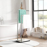 LANGPAI Freestanding Double Towel Racks Bathroom Accessories Towel Holder Stand on Floor Brass Chrome