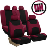 FH Group FB030PURPLE-COMBO Seat Cover Combo Set with Steering Wheel Cover and Seat Belt Pad (Airbag Compatible and Split Bench Purple)