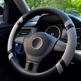 Steering Wheel Cover Microfiber Leather and Viscose, Breathable, Anti-Slip, Odorless, Warm in Winter and Cool in Summer, Universal 15 Inches(Black)