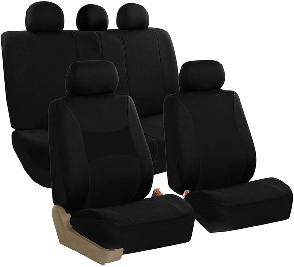FH Group FB030BLACK115 Full Set Seat Cover (Side Airbag Compatible with Split Bench Black)