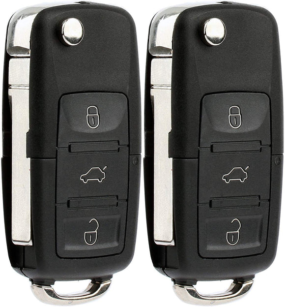 KeylessOption Keyless Entry Remote Control Car Uncut Blade Flip Key Fob for VW NBG010180T (Pack of 2)