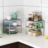 AIYAKA 2-Pack Kitchen Cabinet and Counter Shelf Organizer Expandable Stackable Shelves,Silver