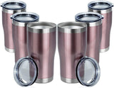 20 OZ 6pack Double Wall Stainless Steel Vacuum Insulated Tumbler Coffee Travel Mug With Lid, Durable Powder Coated Insulated Coffee Cup for Cold & Hot Drinks (Rose gold, 6pack)