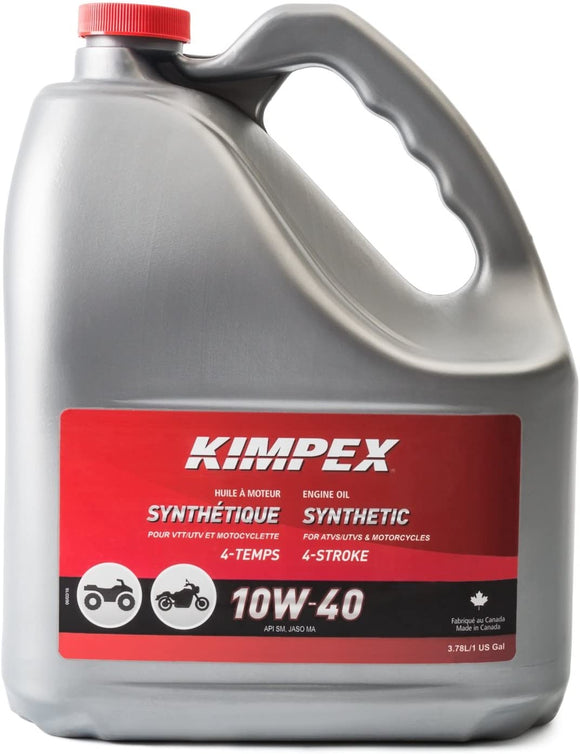 Kimpex Synthetic Engine Oil Lubricant 10W40 4 Stroke 1 Gallon ATV, Motorcycle 260621