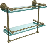 Allied Brass DT-2TB/16-GAL-BKM Dottingham 16 Inch Gallery Double Towel Bar Glass Shelf, Matte Black