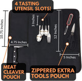 Chef Knife Bag (8+ Slots) is Padded and Holds 8 Knives PLUS Your Meat Cleaver, Knife Steel, 4 Utensils, and a Zipped Pouch for Tools! Durable Knife Carrier also Includes a Name Card Holder. (Bag Only)