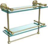 Allied Brass DT-2TB/16-GAL-BKM Dottingham 16 Inch Gallery Double Towel Bar Glass Shelf, Matte Black