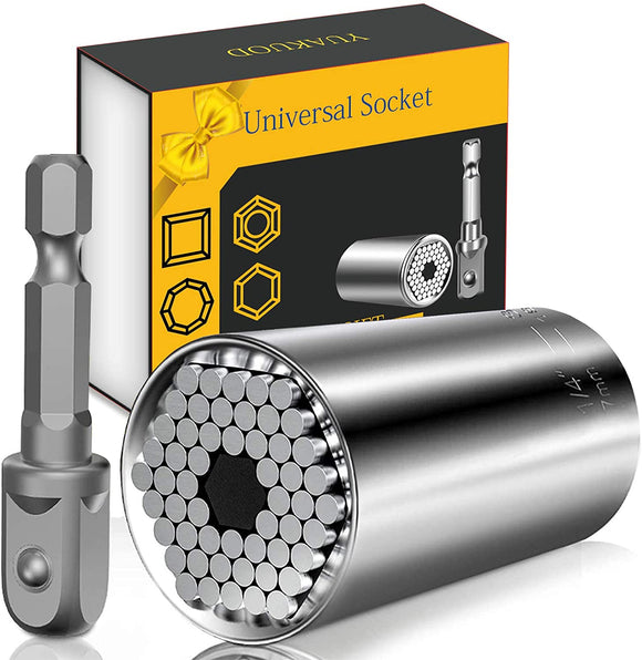 Universal Socket Tools Gifts for Men Dad - Socket Set with Power Drill Adapter, Super Universal Socket Grip Gadgets for Men, Tool for Men Women Husband Boyfriend, Stocking Stuffers for Men(7-19mm)