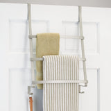 iDesign 59655 Gia Metal Over the Shower Door Towel Rack, Hooks for Master, Guest, Kids' Bathroom, 16.83" x 6.57" x 24.12" - Satin Silver
