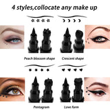 Double-sided Liquid Stamp Eyeliner Pen, Two colors Pencil with Eye Makeup Stamp Waterproof Double Sided Long Lasting Seal Eyeliner, Heart,Star,Moon,Flower (4PCS)