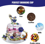 Lustrique Blue Rosaria Tea Cup Set(Short Tea Cup + Spoon + Cover Lid + Saucer)