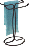 iDesign Axis Metal Hand Towel Holder for Master Bathroom, Vanities, Countertops, Kitchen, Holds 2 Finger Tip Towels, Bronze