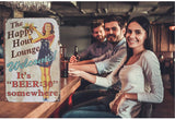 UNIQUELOVER Bar Signs, The Happy Hours Lounge Sign Retro Vintage Metal Tin Signs for Home Bar Decor 12” X 8”