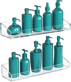 Vdomus Acrylic Bathroom Shelves, Wall Mounted Non Drilling Thick Clear Storage & Display shelvings, 2 Pack