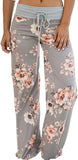 Women's Comfy Casual Pajama Pants Floral Print Drawstring Palazzo Lounge Pants Wide Leg