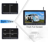 ZEROXCLUB 1080P Wireless Backup Camera System Kit, 7’’ DVR Quad Split Monitor & IP69 Waterproof Wireless Reverse Rear Side View Camera with Stable Signal for RV/Truck/Trailer/Bus/Pickup/Van-W704
