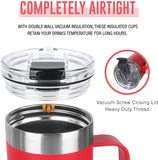 Life’s Easy - Stainless Steel Mug with Handle, Vacuum Insulated Mug for Hot and Cold Drink, Leak-Proof, Spill-Proof, Red, 20 oz