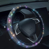 Shering Bling Rhinestones Steering Wheel Cover with Crystal Diamond Sparkling Car SUV Breathable Anti-Slip Steering Wheel Protector for Women ,Party,Birthday Gift（(Fit 14.2"-15.3" Inch)）