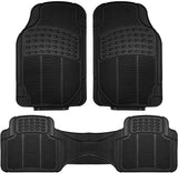 FH Group F11306BLACK Black-Solid Trimmable Heavy Duty All Weather Floor Mats 3pc Full Set