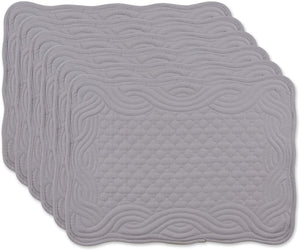 DII Quilted Farmhouse Collection Tabletop, Placemat Set, Gray 6 Piece