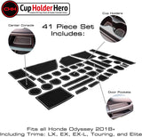 CupHolderHero for Honda Odyssey Accessories 2018-2021 Premium Custom Interior Non-Slip Anti Dust Cup Holder Inserts, Center Console Liner Mats, Door Pocket Liners 40-pc Set (White Trim)