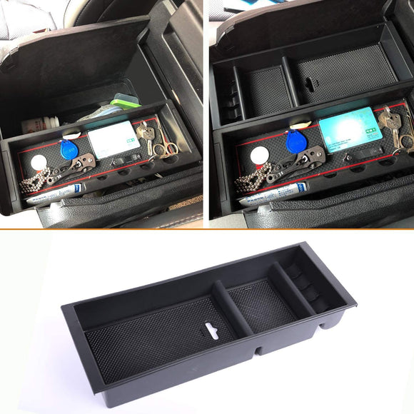 JDMCAR Center Console Armrest Insert Organizer ABS Tray Pallet Storage Box Container Compatible with Ford F150 2015 2016 2017 2018 2019 2020