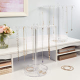 Clear Plastic Necklace Holder with 30 Individual Pegs and Divided Jewelry Tray