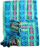 Del Mex Woven Rebozo Style Mexican Table Runner Scarf (Teal)