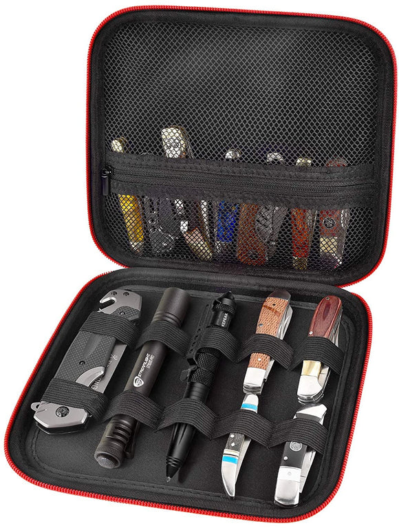 Knife Case for Pocket Knives, Displaying Storage Box and Carrying Organizer Holds up to 10+ Folding Knife for Survival, Tactical, Outdoor, EDC Mini Knife (Only A Black Case)