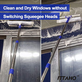 【2021 Upgraded】ITTAHO 12"Window Squeegee,Window Cleaning Tools Kit with Long Handle,Window Washer,Squeegee Shower Cleaner for Shower Door Glass Car Windshield Indoor Outdoor High Window Cleaning