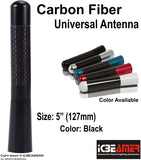 ICBEAMER 5" 127 mm Aluminum Matte Black w/Carbon Fiber Universal AM/FM Radio Antenna Replacement