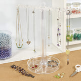 Clear Plastic Necklace Holder with 30 Individual Pegs and Divided Jewelry Tray